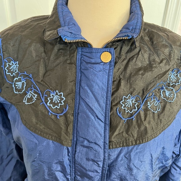 Vintage Lavon Women's 90s Windbreaker Floral Embroidered Full Zip Jacket Small - Picture 5 of 15